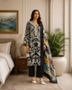 Monochrome Floral Cotton Lawn unstitched Suit