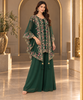 Noor Cape and Palazzo outfit - Bottle Green