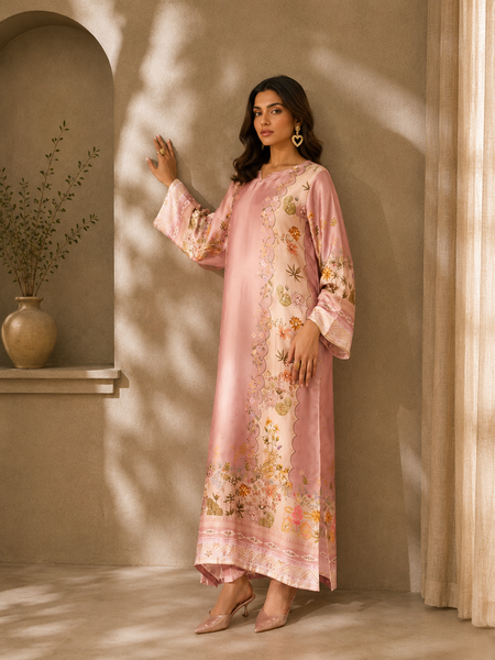 2610 | Printed Silk Kaftan Set