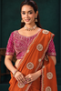 Saree 2603 — blouse and embellishment detail of burnt orange saree with magenta blouse