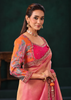 Saree 2604 — blouse and embellishment detail of pink and peach saree with orange and pink blouse