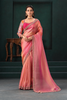 Saree 2604 — full-length view of pink and peach saree with orange and pink blouse