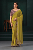 Saree 2605 — full-length view of olive/lime green saree with purple blouse