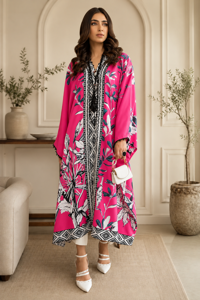Fuchsia Floral Kaftan | Premium Long Top