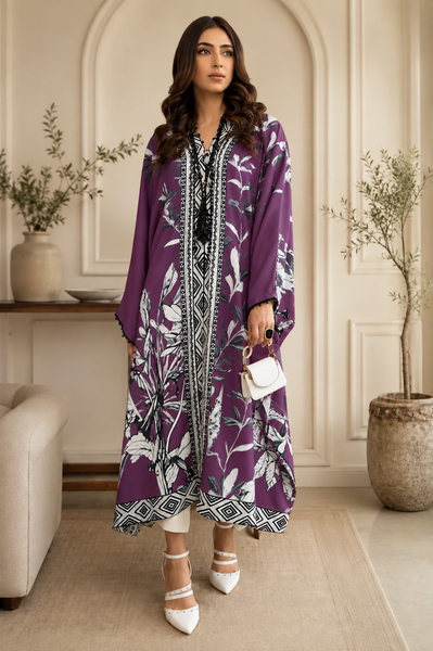 Plum Floral Kaftan | Premium Long Top