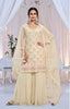 Cream Embroidered Sharara Suit 44 (UK18)