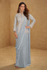 Embroidered Saree-Gown - Dove Grey