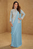 Embroidered Saree-Gown - Sky Blue