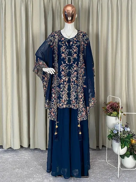 Noor Cape and Palazzo outfit - Teal