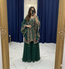 Noor Cape and Palazzo outfit - Bottle Green