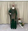 Noor Cape and Palazzo outfit - Bottle Green