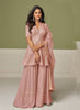 Sayuri Embroidered Peplum Palazzo Suit – Dusty Rose