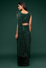 Celeste Sequin Saree – Bottle Green