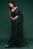 Celeste Sequin Saree – Bottle Green