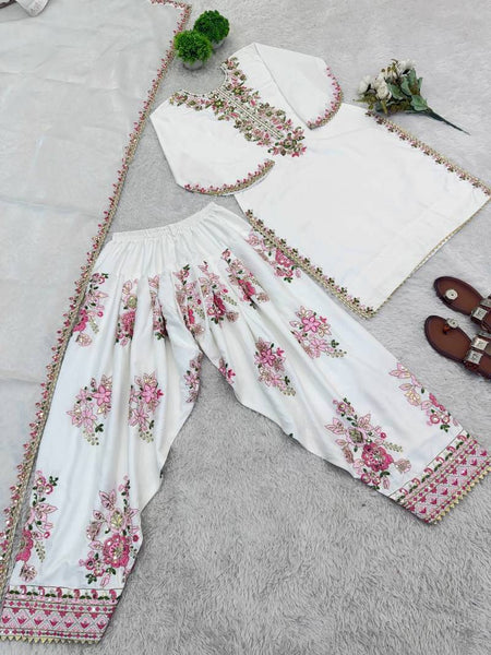 Noor White Soft Silk Farshi Suit