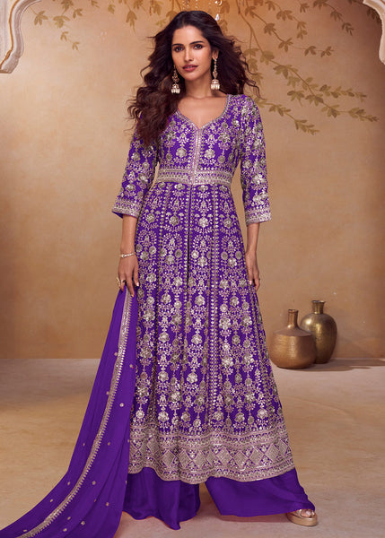Seerat Luxury Anarkali & Palazzo Suit – Purple