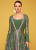 Embellished Gown & Jacket Set - Olive