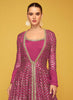 Embellished Gown & Jacket Set - Hot Pink