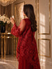 Back and side view of the embroidered red net shirt